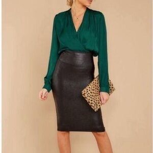 Spanx Tummy Control Pencil Skirt Faux Leather